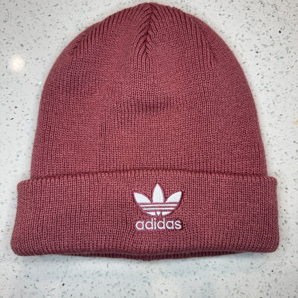 NWOT adidas trefoil beanie in bliss pink